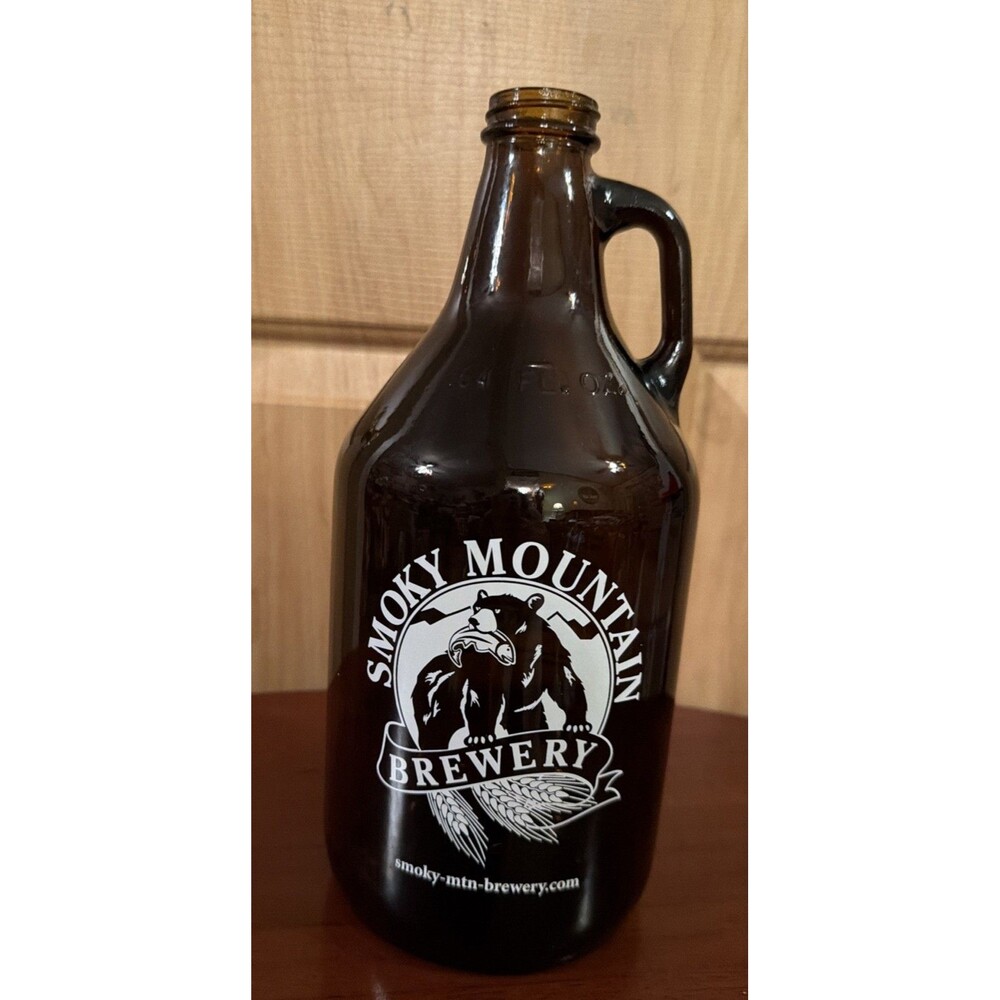 Smoky Mountain Brewery 64oz Beer Growler Brown Glass Bottle.Great Used Condition